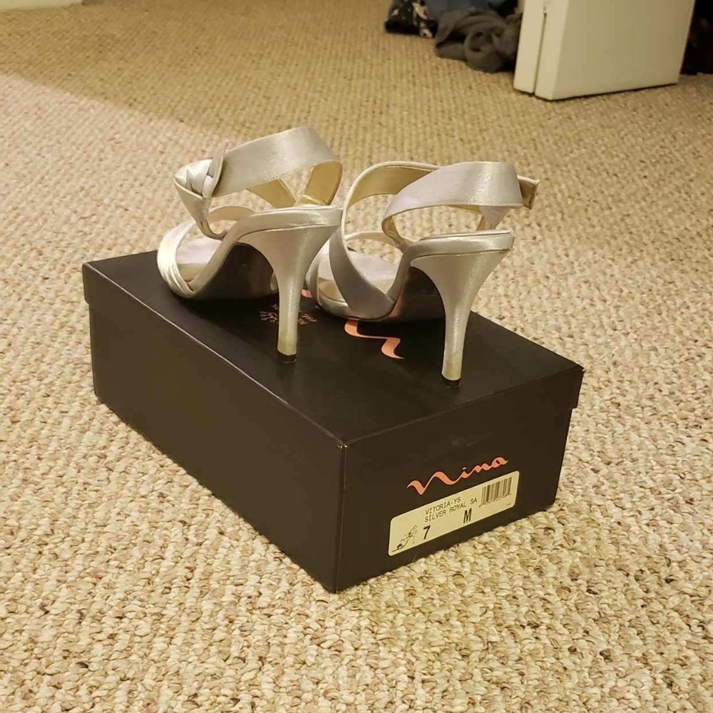 Size 7 Silver Heels! - Picture 2 of 3